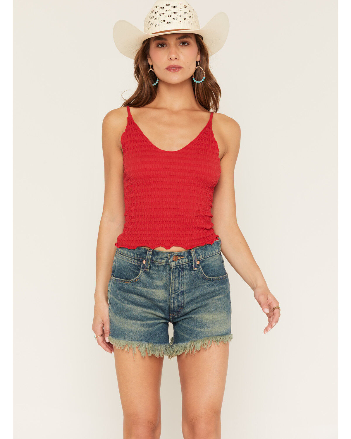 Image #1 - Rock & Roll Denim Women's Knit Tank Top, Red, hi-res