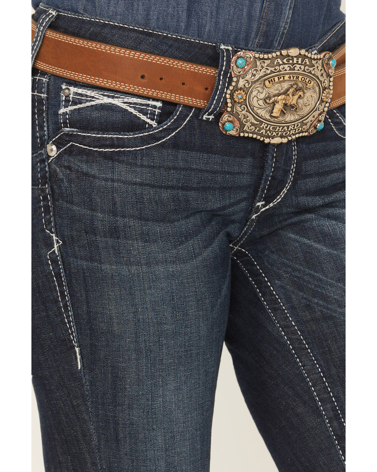 Image #2 - Ariat Women's Rosy Whipstitch Boot Cut Jeans, Blue, hi-res