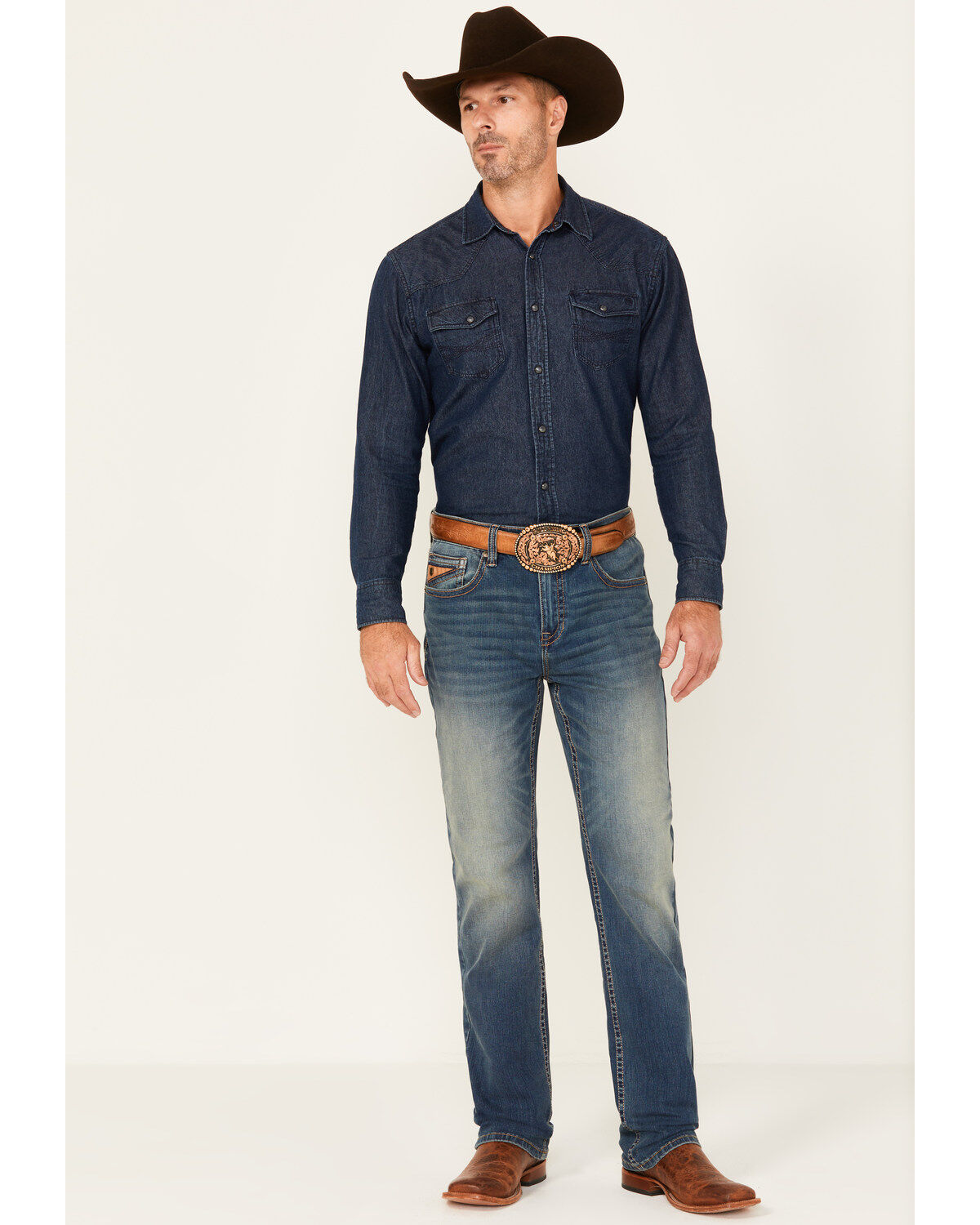 RANK 45&reg; Men's Sidewinder Wash Ambush Slim Straight Performance 4-Way Stretch Denim Jeans, Blue, hi-res