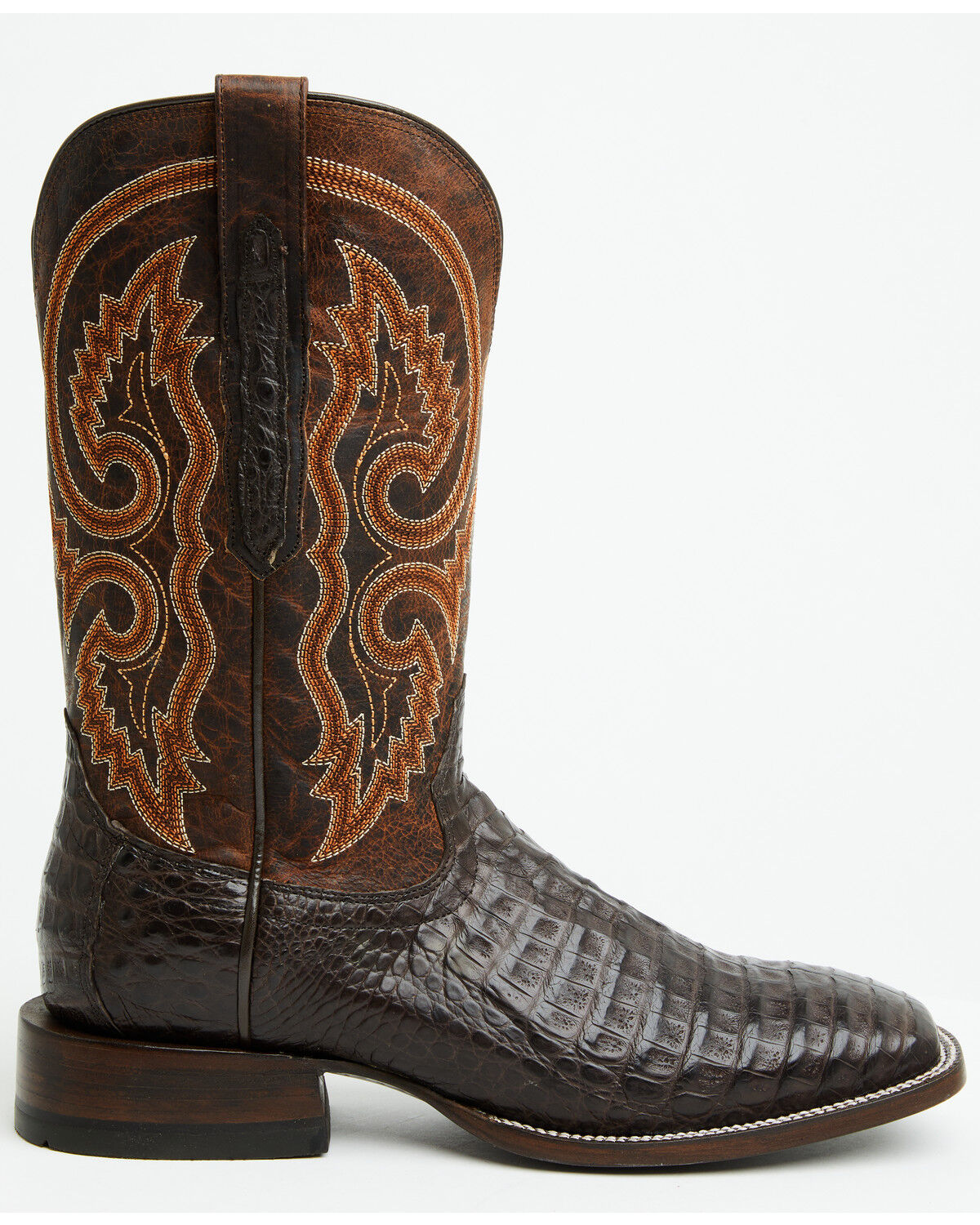 Image #2 - Ariat Men's Callen Exotic Caiman Belly Western Boots - Broad Square Toe, Chocolate, hi-res