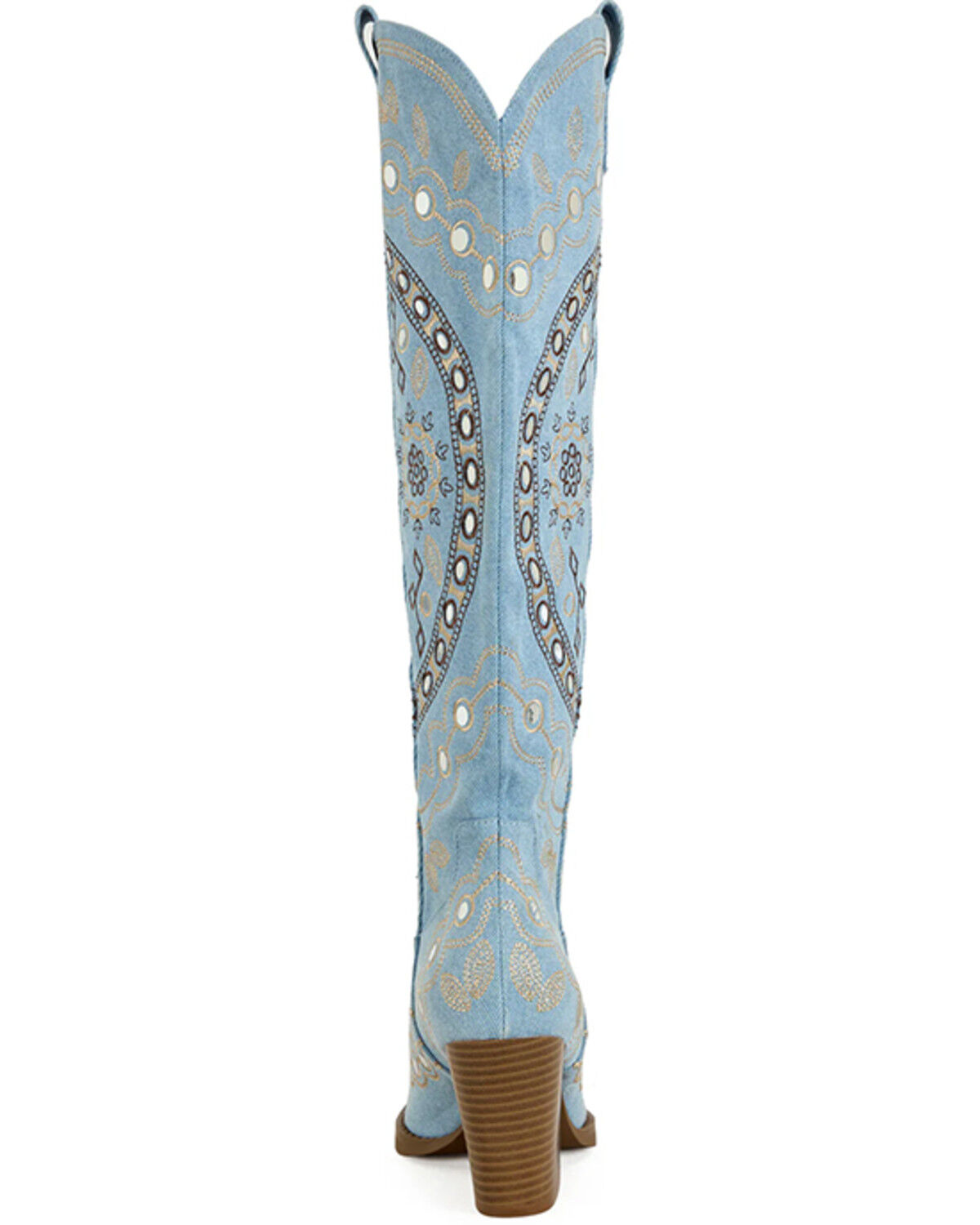 Image #3 - Azalea Wang Women's Aamina Embellished Denim Tall Western Boots - Round Toe, Blue, hi-res