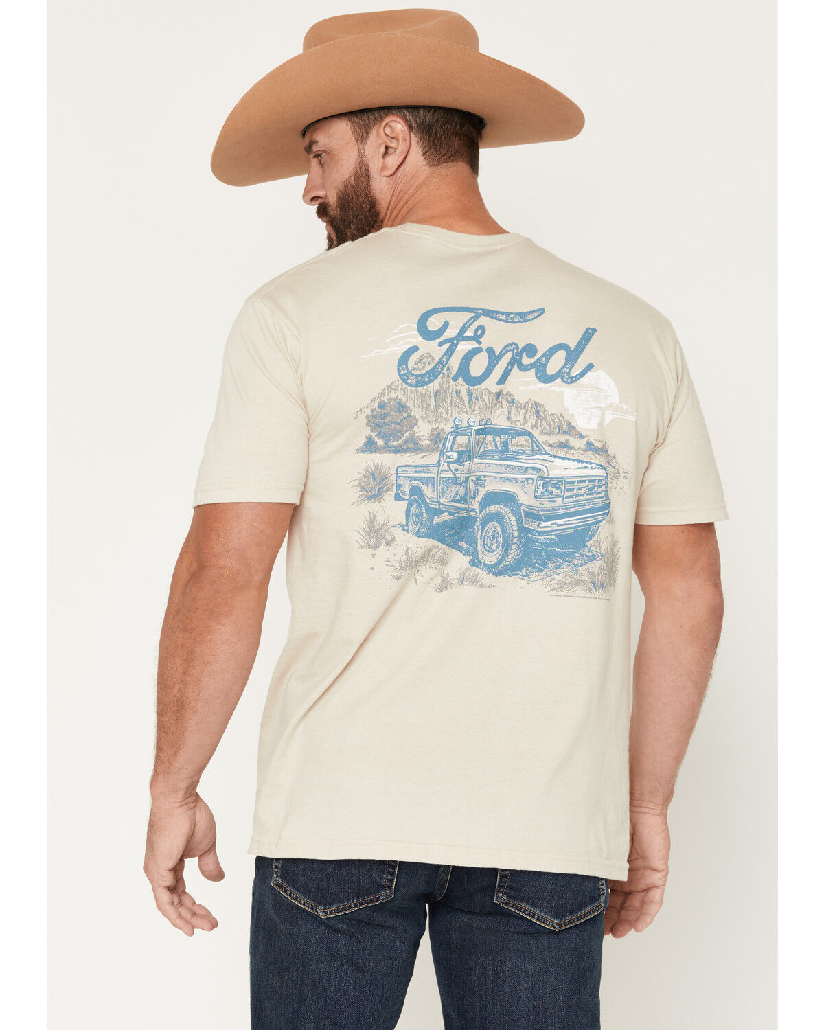Buckwear Men's Boot Barn Exclusive Ford Desert Truck Short Sleeve Graphic T-Shirt, Sand, hi-res
