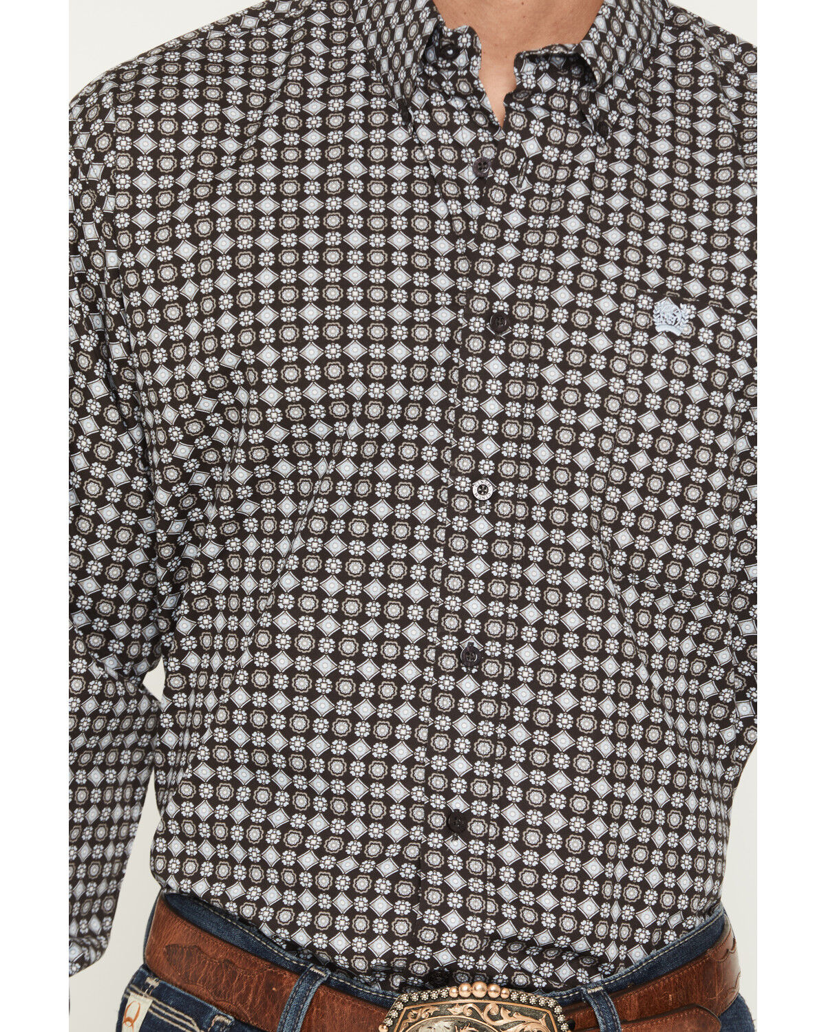 Image #3 - Cinch Men's Medallion Print Long Sleeve Button-Down Western Shirt, Brown, hi-res