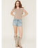 Image #1 - Wrangler Retro Women's Brynn Light Wash Mid Rise Stretch Denim Shorts, Light Wash, hi-res