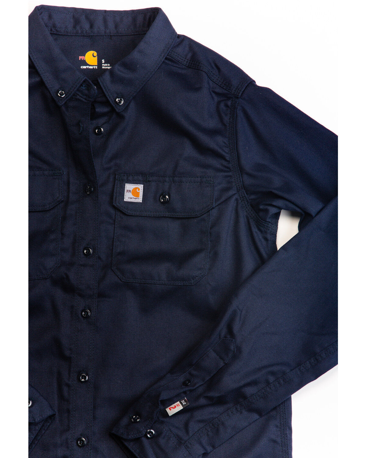 Image #2 - Carhartt Women's FR Rugged Flex&reg; Long Sleeve Button-Down Work Shirt, Navy, hi-res