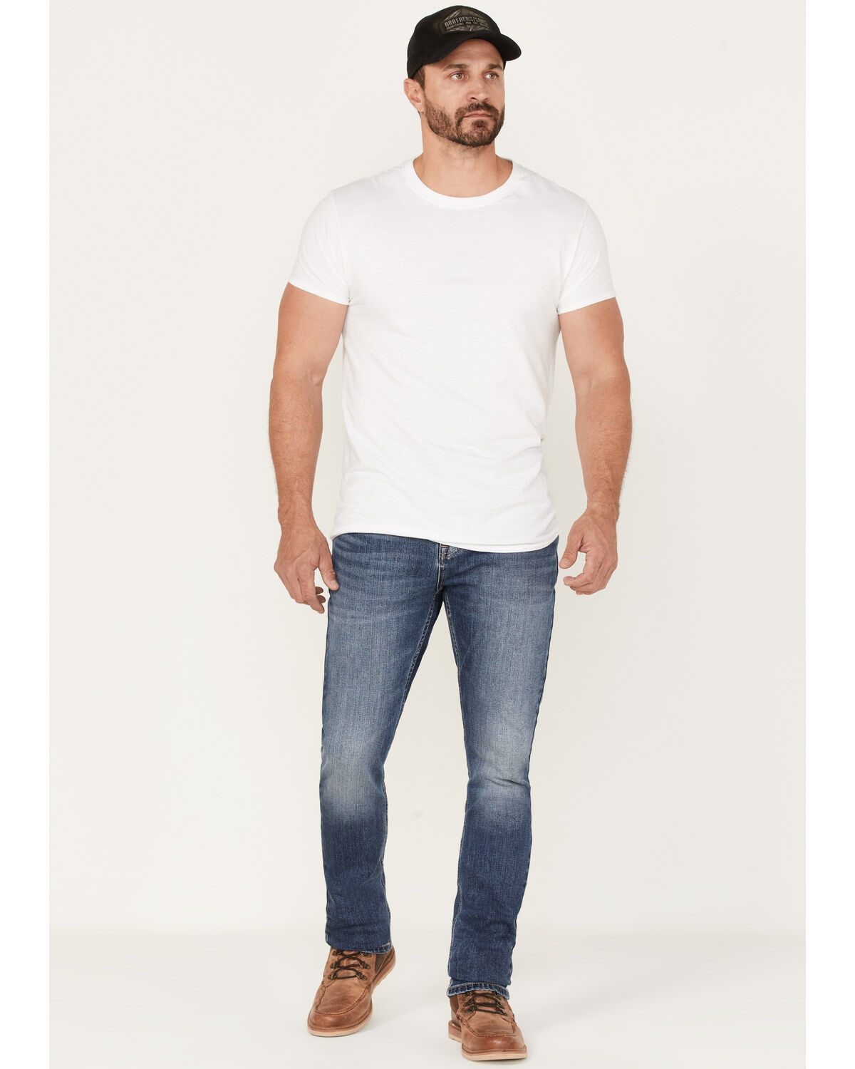 Brothers and Sons Men's Wilder Wash Stretch Slim Tapered Jeans, Dark Medium Wash, hi-res