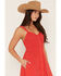 Image #2 - Lovestitch Women's Sleeveless Snap Front Midi Dress, Red, hi-res