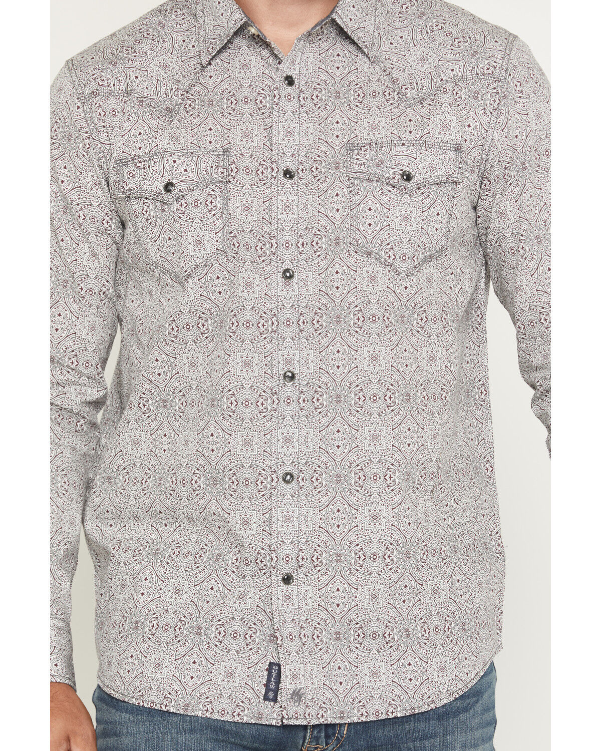 Image #3 - Moonshine Spirit&reg; Men's Fam Club Medallion Print Long Sleeve Snap Western Shirt, White, hi-res