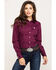 Image #1 - Cinch Women's Burgundy Button-Down Long Sleeve Western Shirt, Burgundy, hi-res