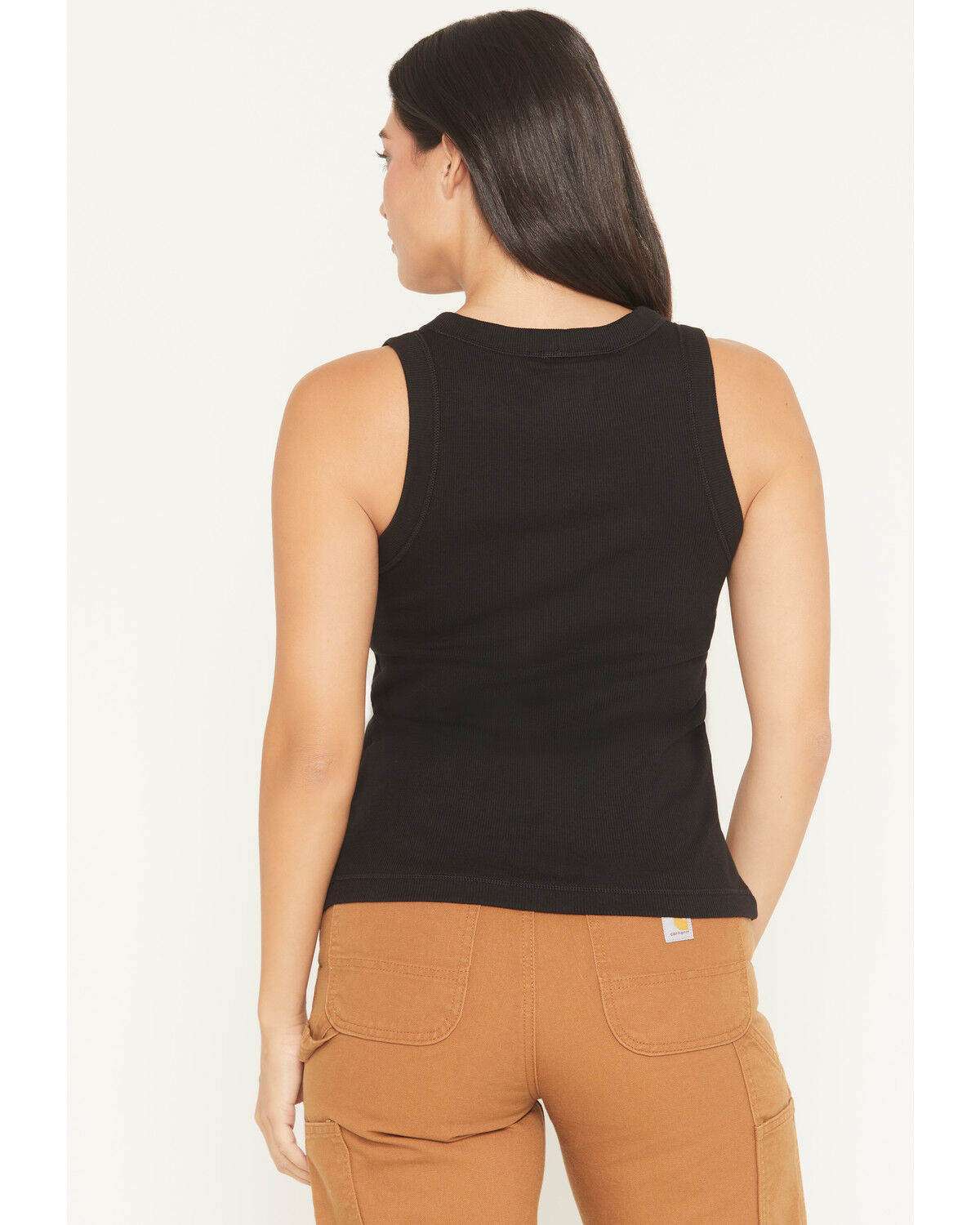 Image #4 - Carhartt Women's TENCEL&trade; Series Relaxed Ribbed Tank, Black, hi-res