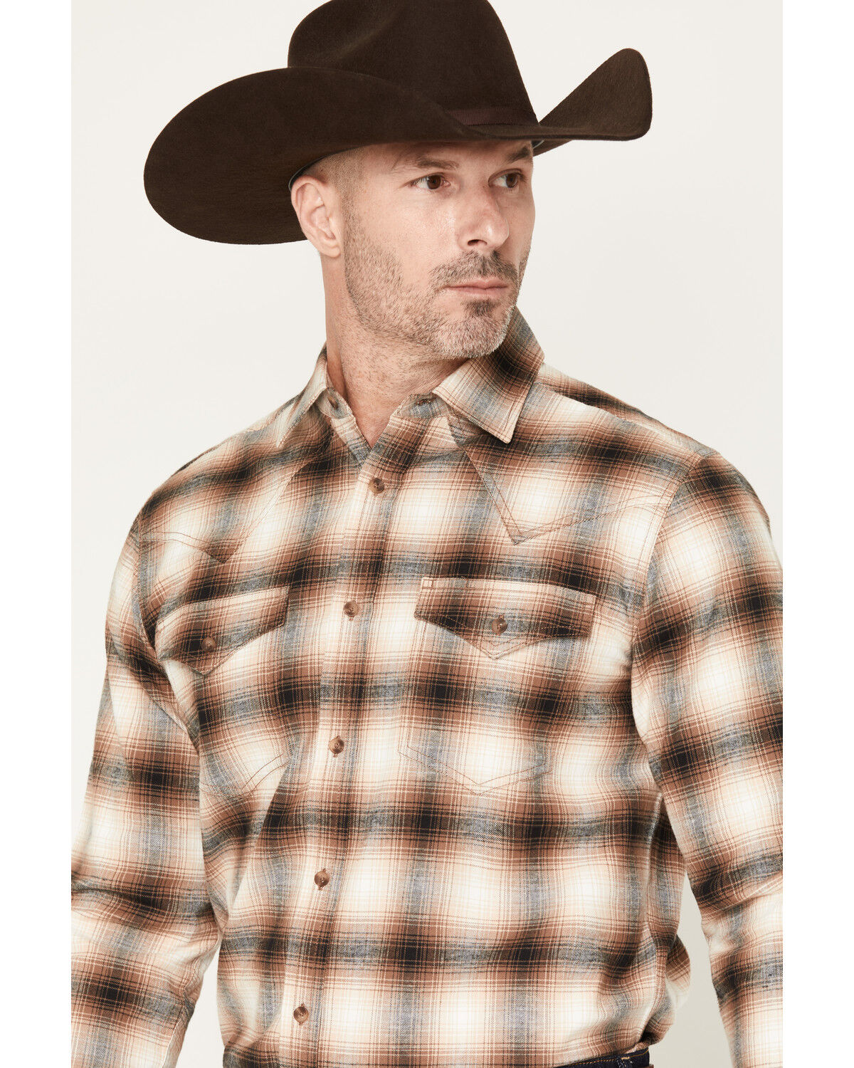 Image #2 - Cody James Black 1978&reg; Men's Broadwater Plaid Print Long Sleeve Button-Down Flannel Shirt, Tan, hi-res