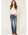 Image #1 - Shyanne Women's Archer Medium Wash Lune High Rise Flare Stretch Denim Jeans, Medium Wash, hi-res