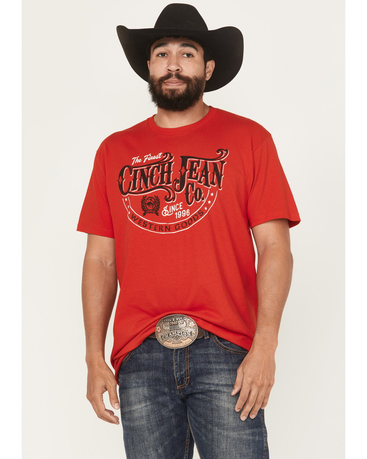 Image #1 - Cinch Men's Cinch Jean Short Sleeve Graphic T-Shirt, Red, hi-res