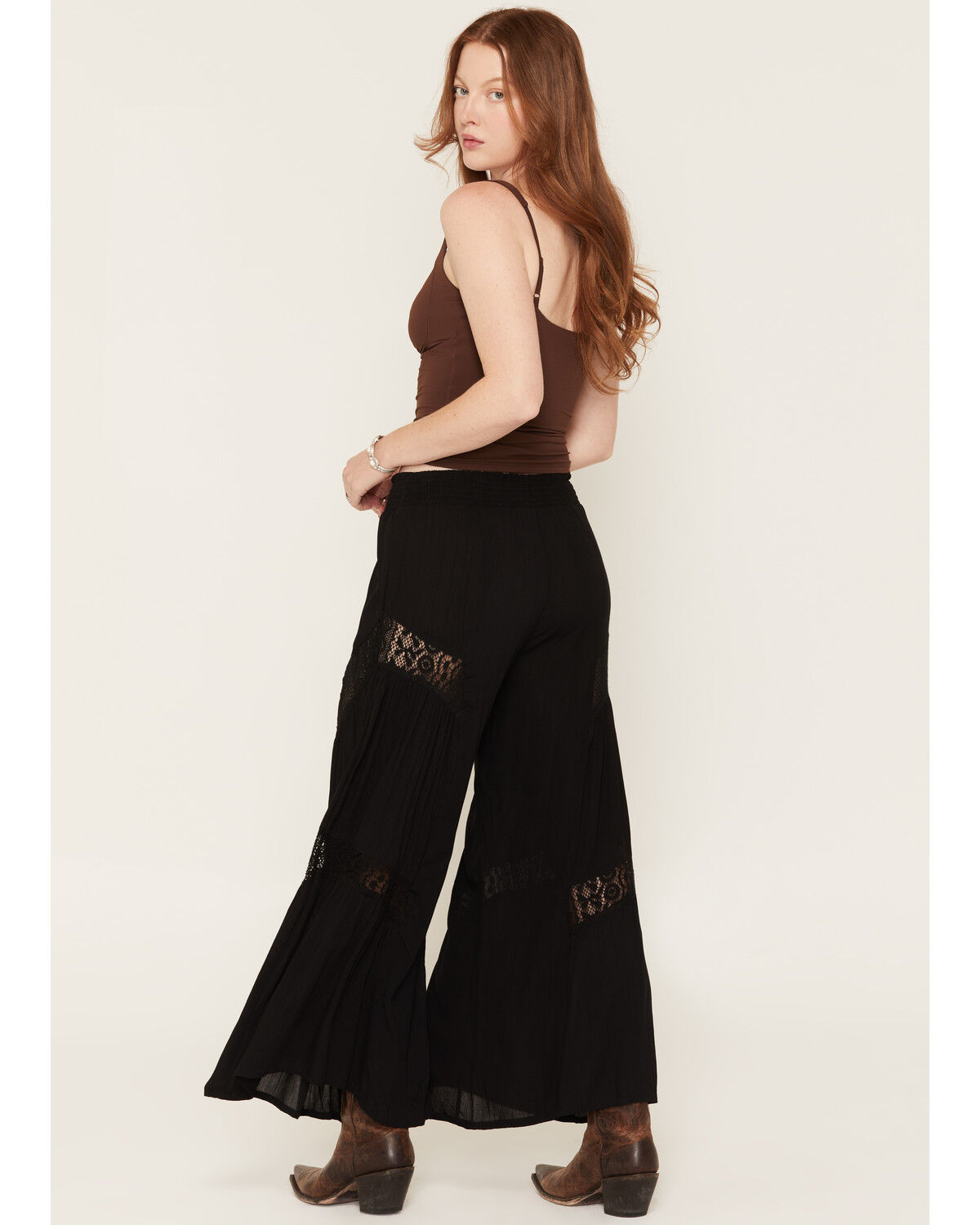 Image #3 - Angie Women's Lace Wide Leg Pants, Black, hi-res