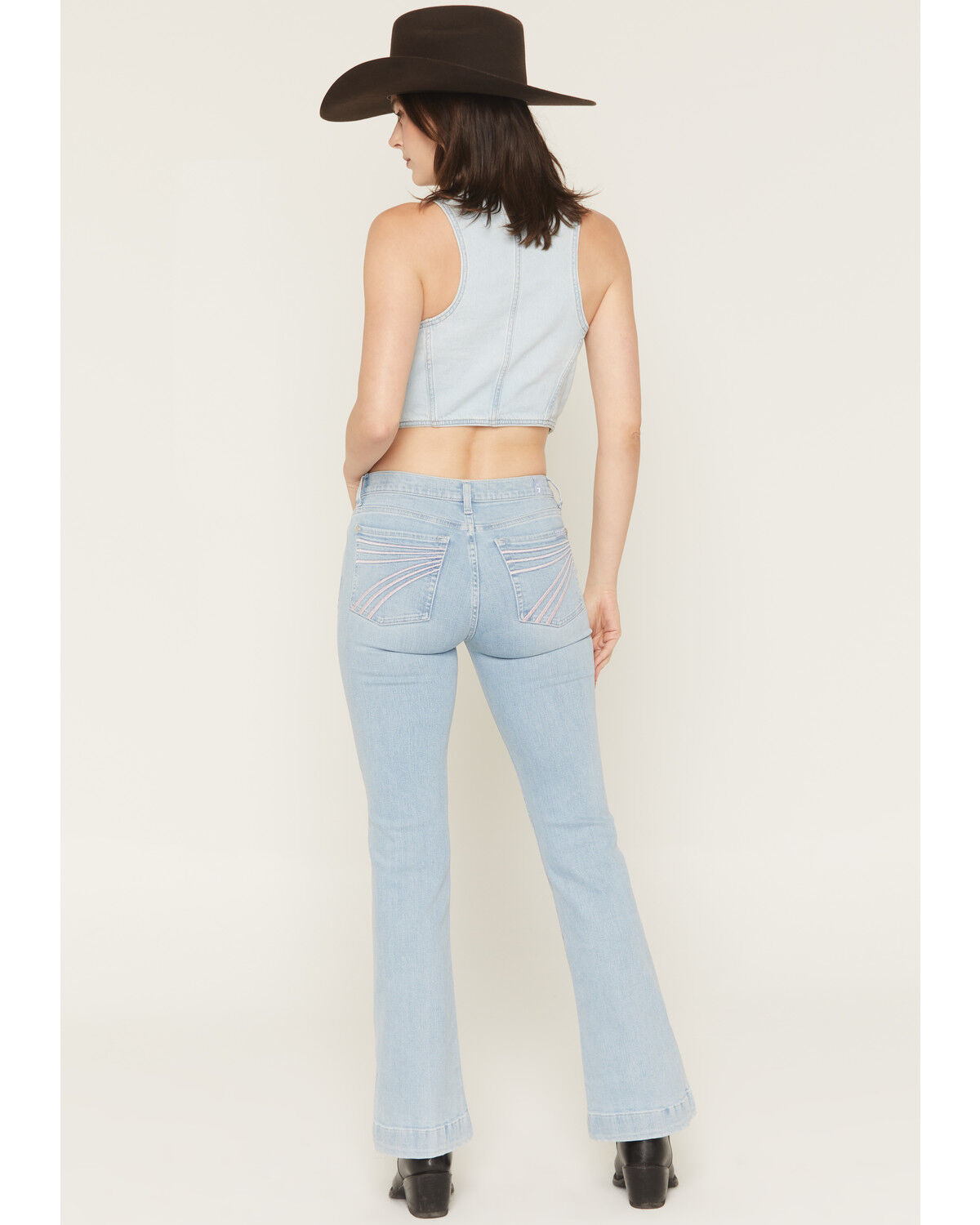 7 For All Mankind Women's Bloom Light Wash Mid Rise Tailorless Dojo Trouser Stretch Denim Jeans, Light Wash, hi-res