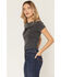 Image #2 - Youth In Revolt Women's Lace Steerhead Studded Short Sleeve Tee, Charcoal, hi-res
