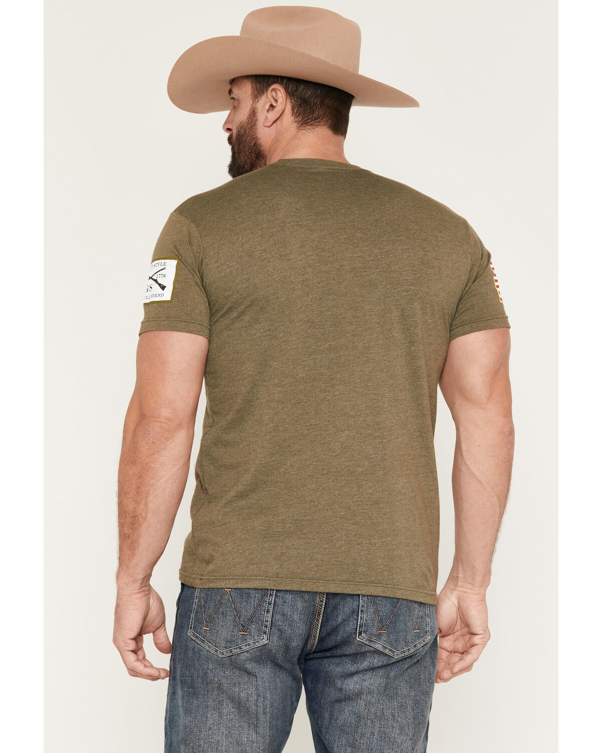 Image #4 - Grunt Style Men's Patriot Short Sleeve Graphic T-Shirt, Olive, hi-res