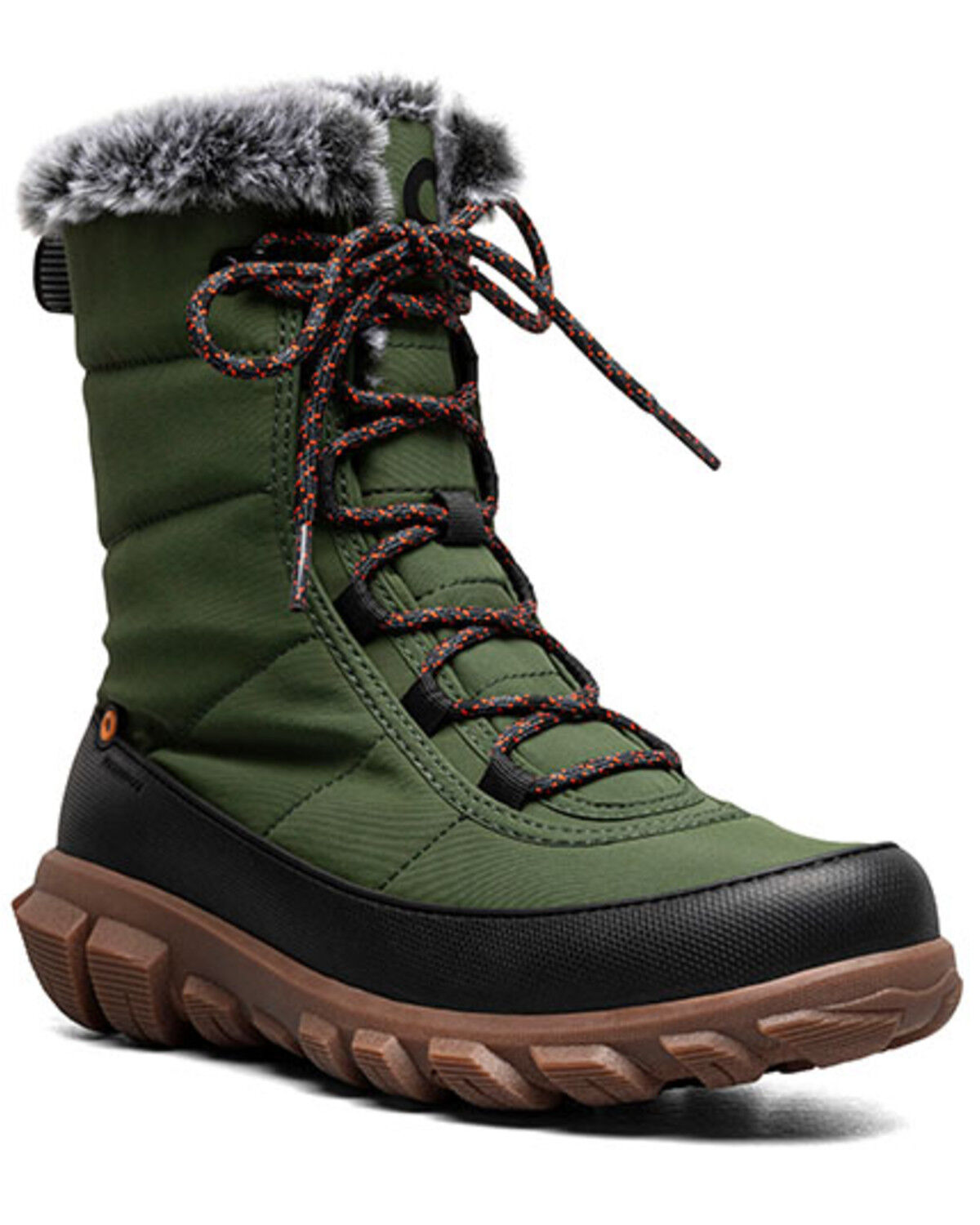 Bogs Women's Cedar Quilt Lace Waterproof Boots - Round Toe, Dark Green, hi-res