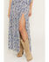 Image #2 - Angie Women's Floral Print Tiered Slit Midi Skirt, Blue, hi-res