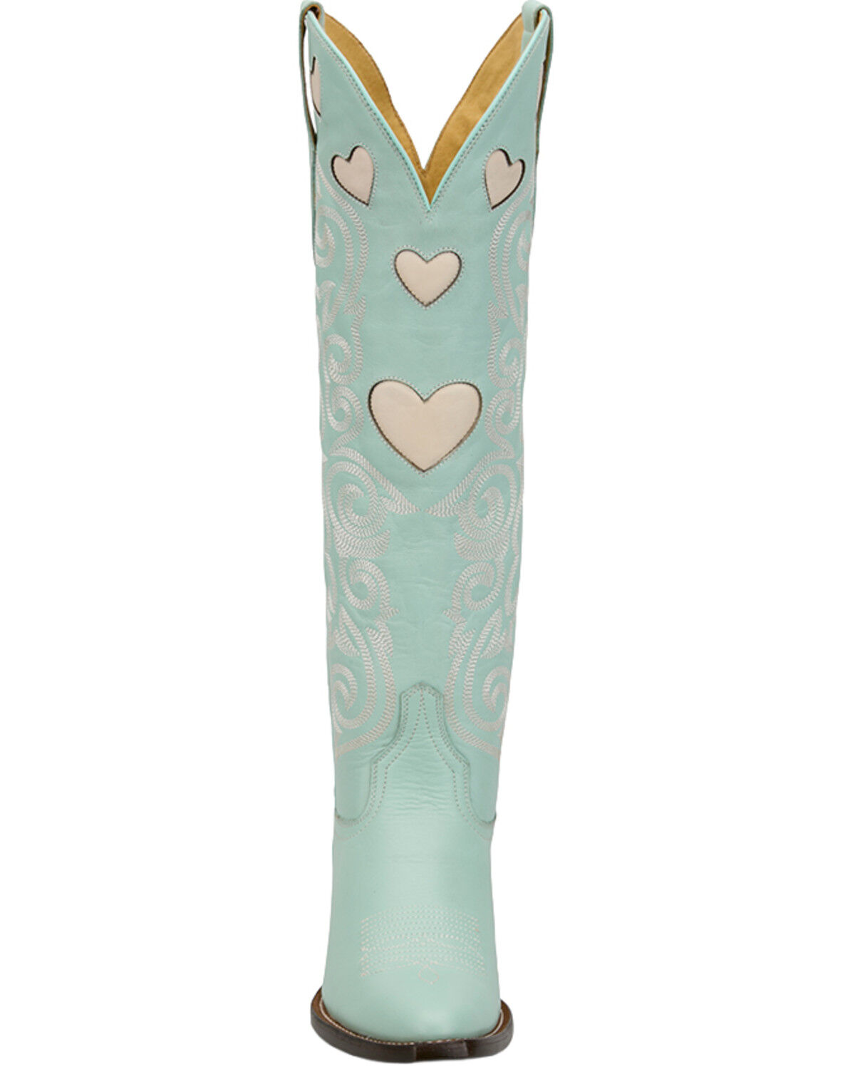Image #4 - Justin Women's Heart Inlay Tall Western Boots - Snip Toe, Blue, hi-res