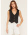 Image #1 - Ashley Women's Heart Pocket Fitted Denim Vest, Black, hi-res