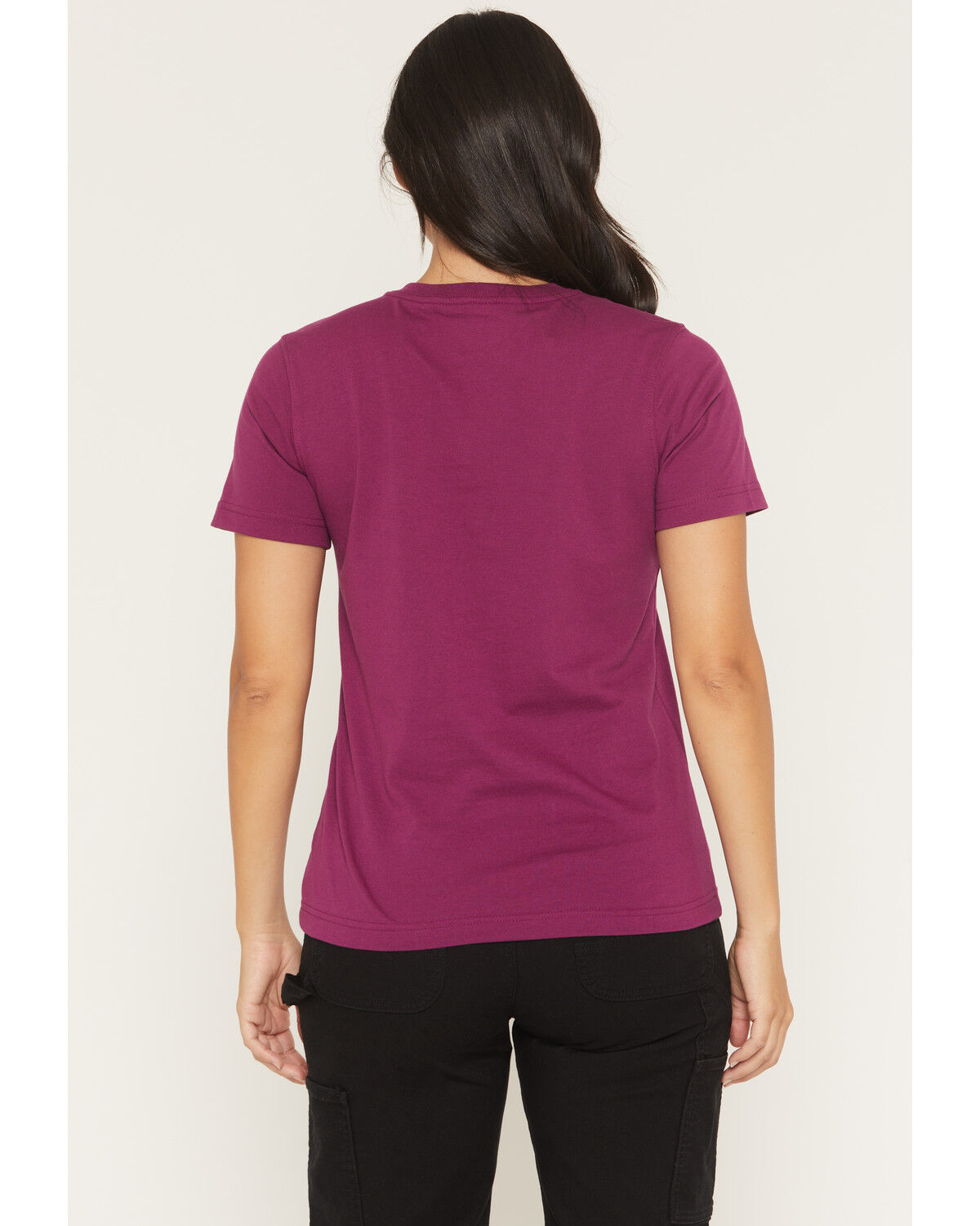 Image #4 - Carhartt Women's Relaxed Fit Lightweight Short Sleeve Pocket Tee, Maroon, hi-res