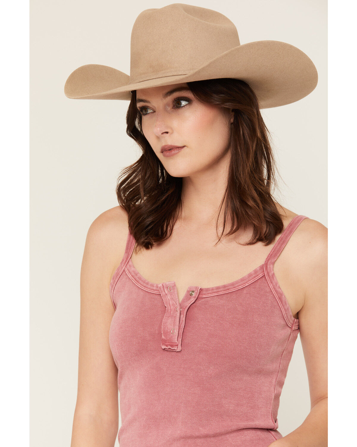 Image #2 - Wild Moss Women's Solid Rib Knit Tank Top, Mauve, hi-res
