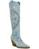Image #1 - Azalea Wang Women's Aamina Embellished Denim Tall Western Boots - Round Toe, Blue, hi-res