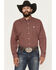 Image #1 - Cinch Men's Micro Geo Print Long Sleeve Button-Down Western Shirt - Big, Red, hi-res