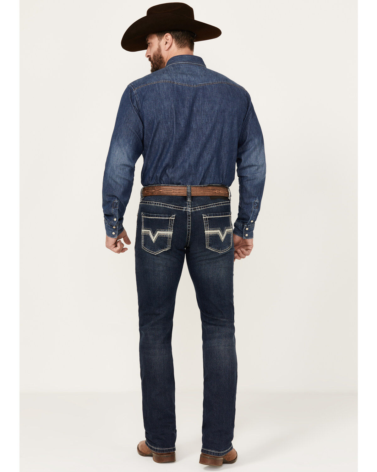 Rock & Roll Denim Men's Revolver Dark Vintage Wash Slim Straight Stretch Denim Jeans, Dark Medium Wash, hi-res