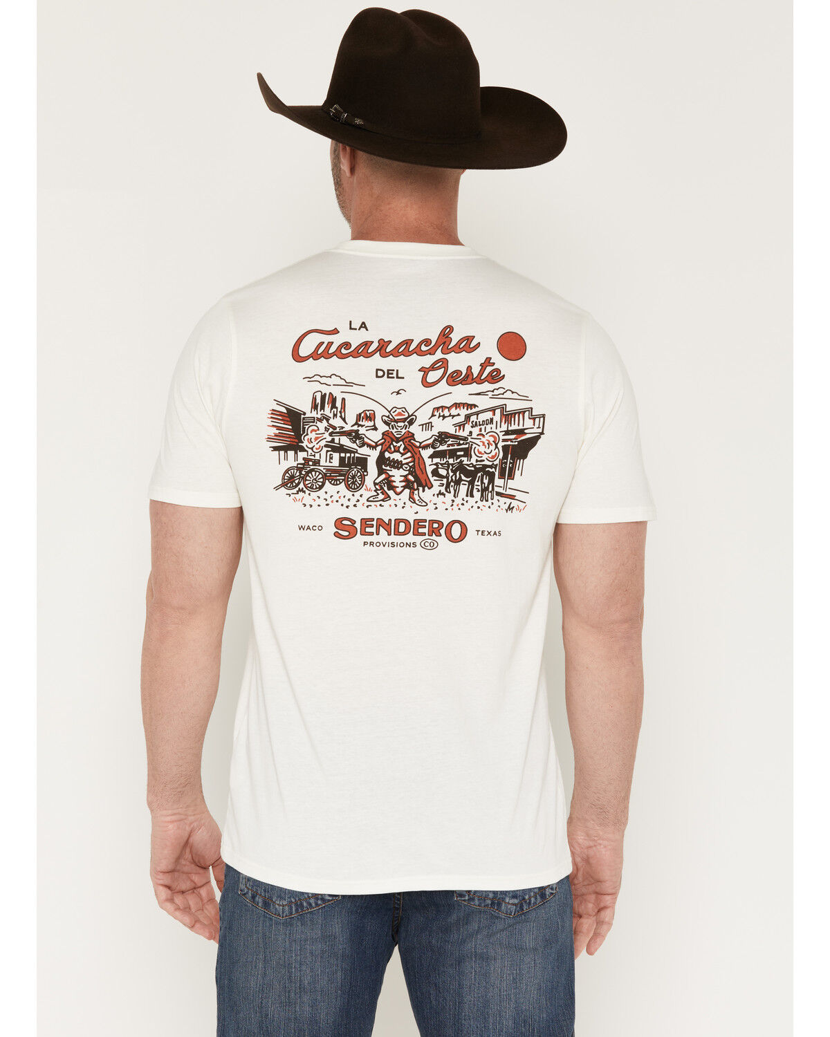 Image #1 - Sendero Provisions Men's La Cucaracha Short Sleeve Graphic T-Shirt, White, hi-res