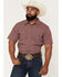 Image #1 - Gibson Trading Co Men's Gypsy Den Medallion Print Short Sleeve Snap Western Shirt, Burgundy, hi-res