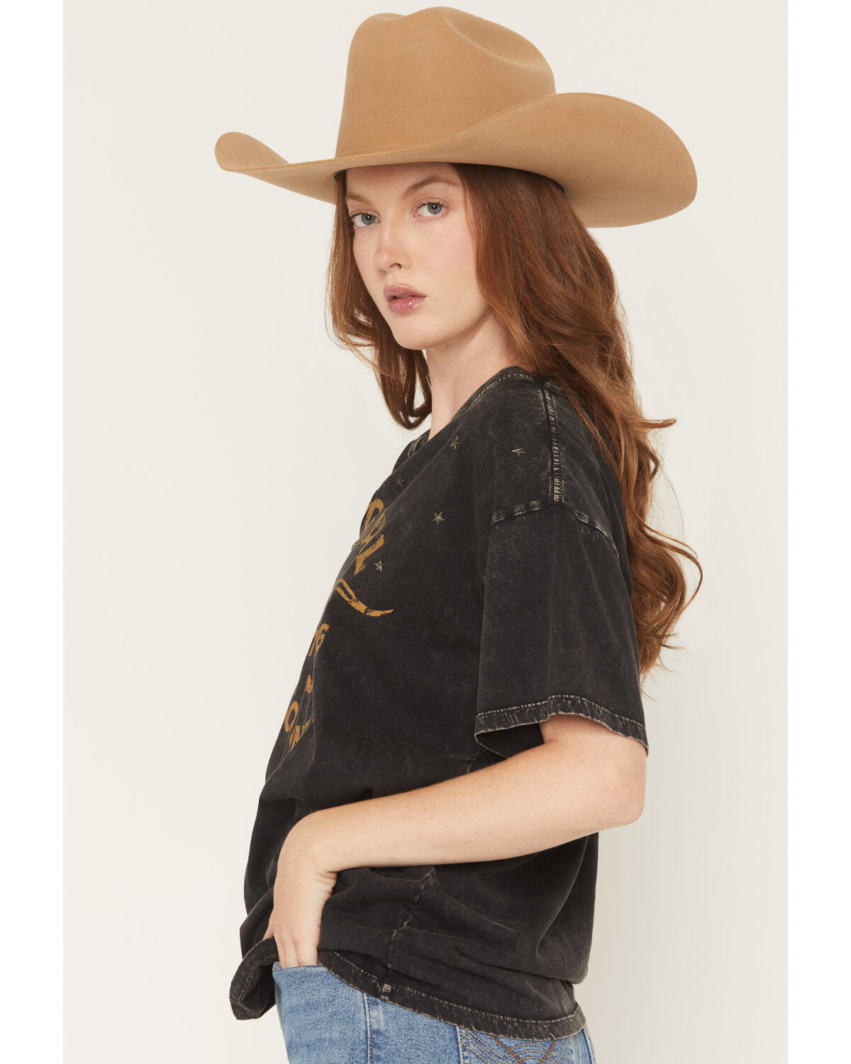 Image #2 - Rock & Roll Denim Women's Cowgirl Steerhead Short Sleeve Graphic Tee, Black, hi-res