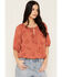 Image #1 - Wild Moss Women's Western Embroidered Cutout Short Sleeve Peasant Top, Rust Copper, hi-res