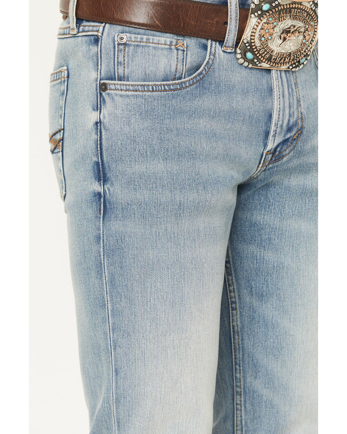 Image #2 - RANK 45&reg; Men's Rider-Flex Bunker Wash Ambush Slim Straight 4-Way Stretch Denim Jeans, Light Wash, hi-res