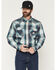 Image #1 - Carhartt Men's FR Montana Plaid Print Relaxed Fit Midweight Twill Long Sleeve Snap Work Shirt, Navy, hi-res