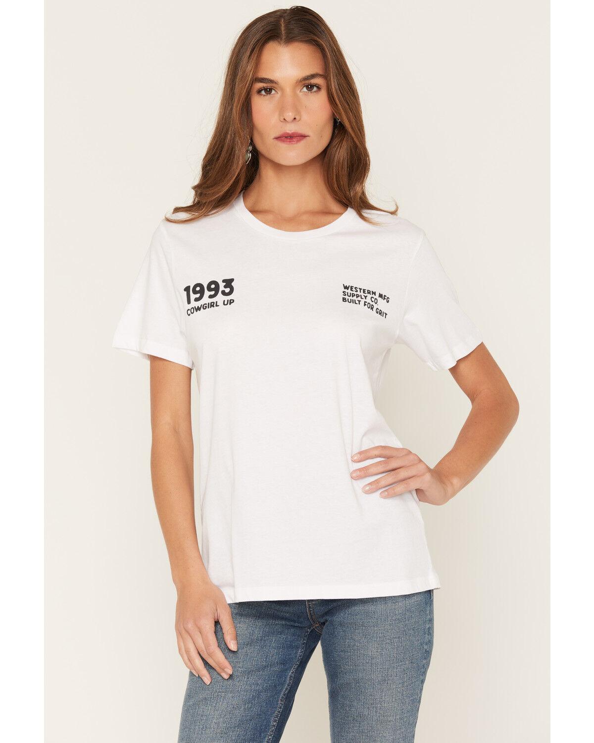 Image #2 - Cowgirl Up Women's Cowgirl State Of Mind Short Sleeve Graphic Tee, White, hi-res