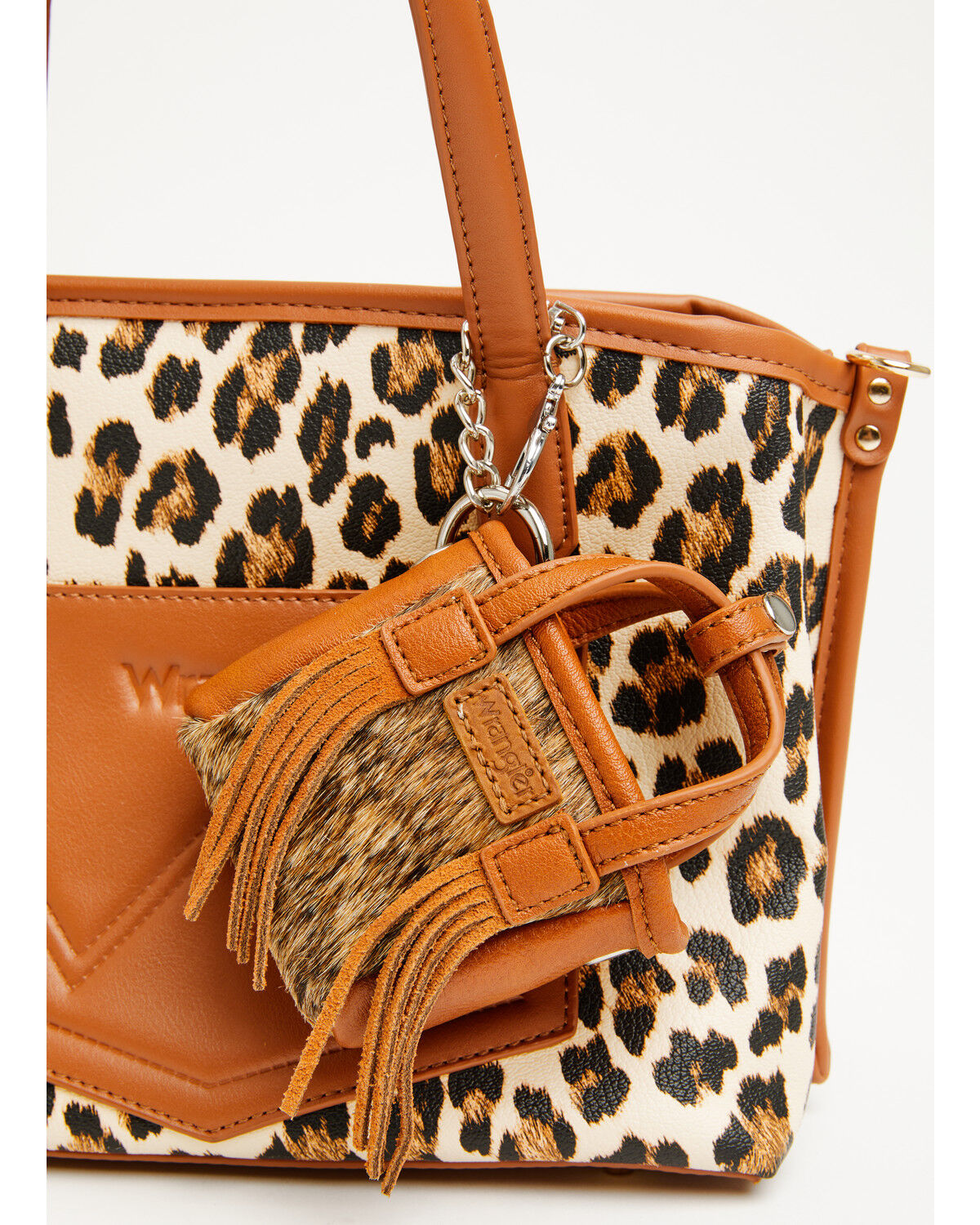 Image #2 - Wrangler X Boot Barn Cowhide Mini Handbag Charm, Brown, hi-res