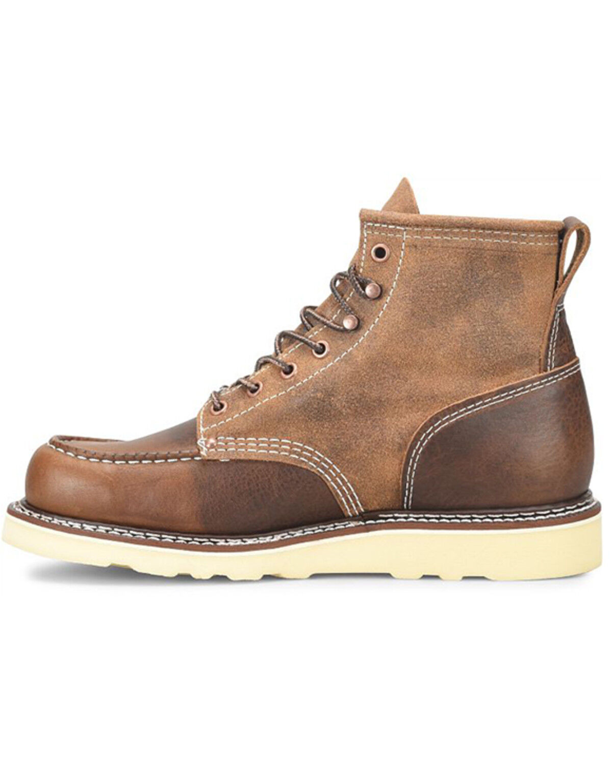 Image #3 - Carolina Men's AMP 6" Roughout Moc Work Boots - Steel Toe, Brown, hi-res