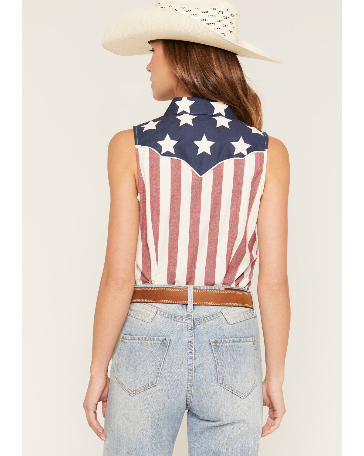 Image #4 - Rock & Roll Denim Women's Americana Sleeveless Snap Stretch Western Shirt, Multi, hi-res