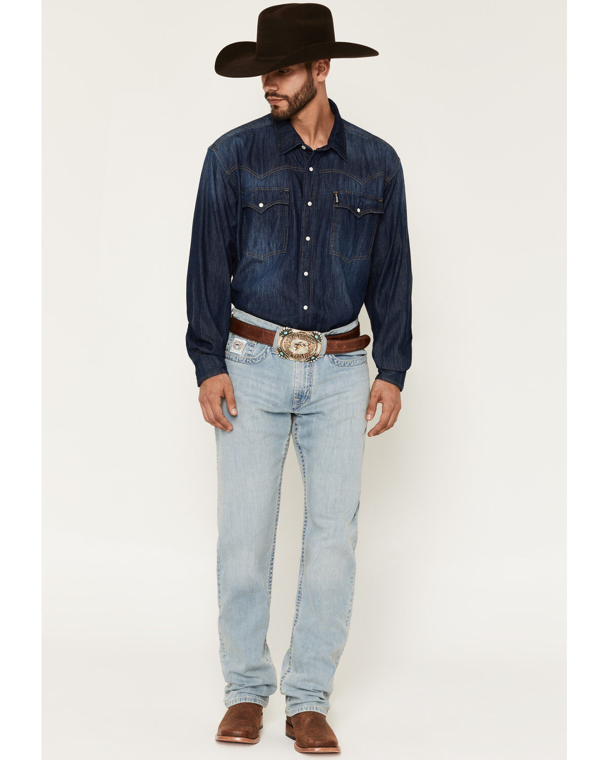 Image #1 - Cinch Men's White Label Light Wash Relaxed Straight Leg Stretch Denim Jeans, Light Wash, hi-res