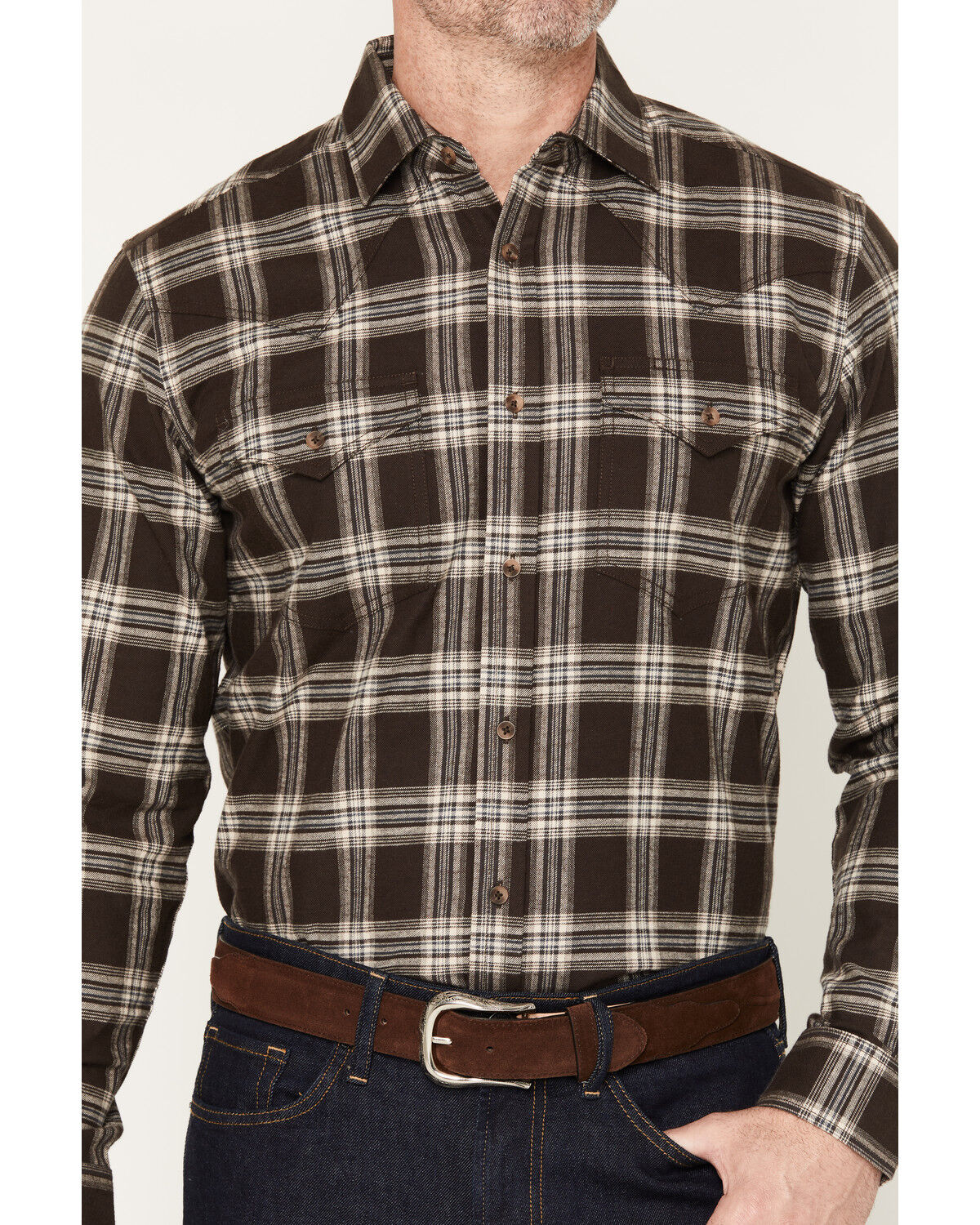 Image #3 - Cody James Black 1978&reg; Men's McCone Plaid Print Long Sleeve Button-Down Flannel Shirt, Dark Brown, hi-res