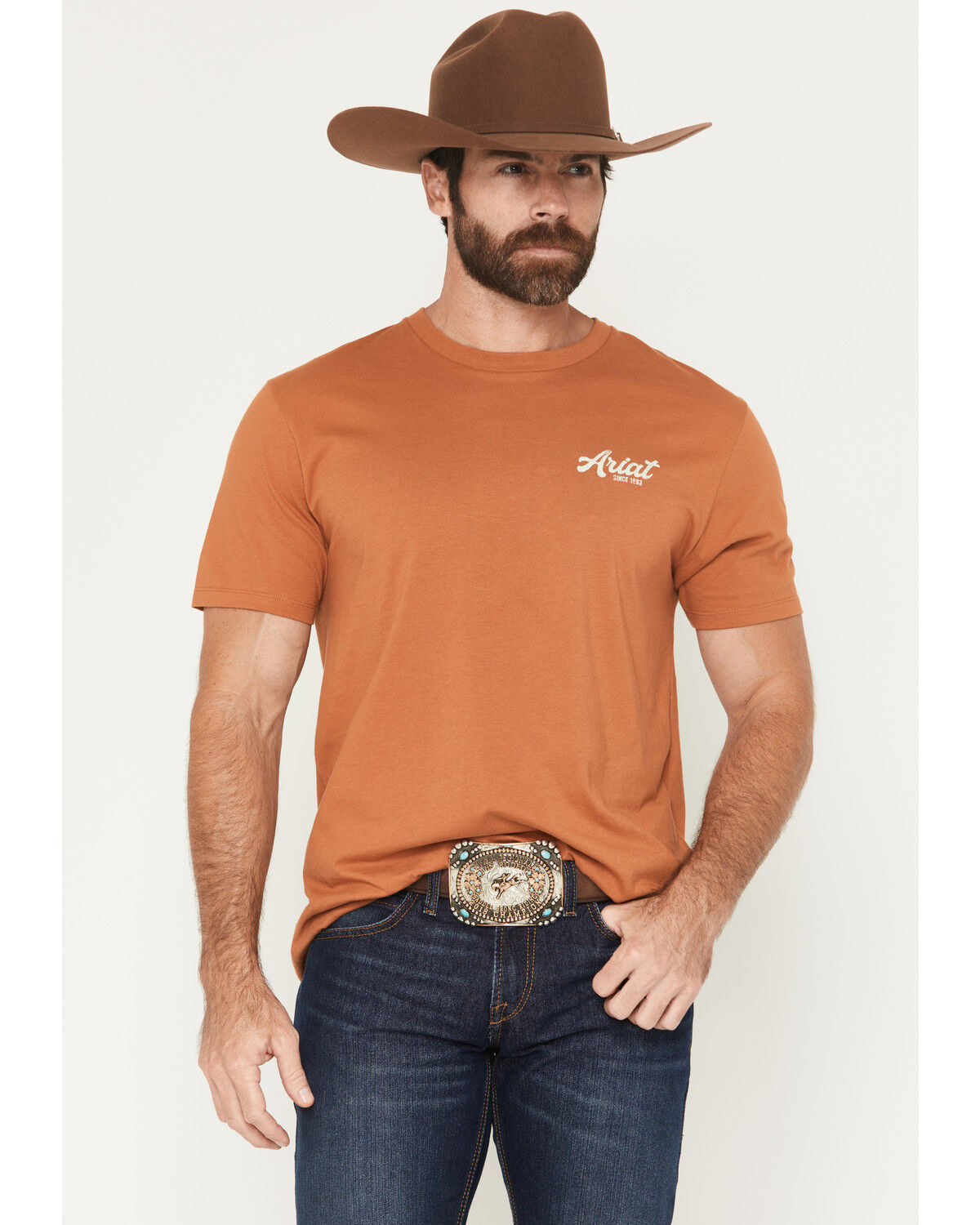 Image #2 - Ariat Men's Coyote Country Short Sleeve Graphic T-Shirt, Orange, hi-res