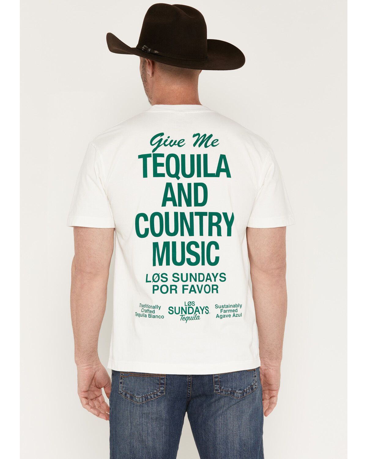 Image #1 - Los Sundays Men's Tequila & Country Music Short Sleeve Graphic T-Shirt, White, hi-res