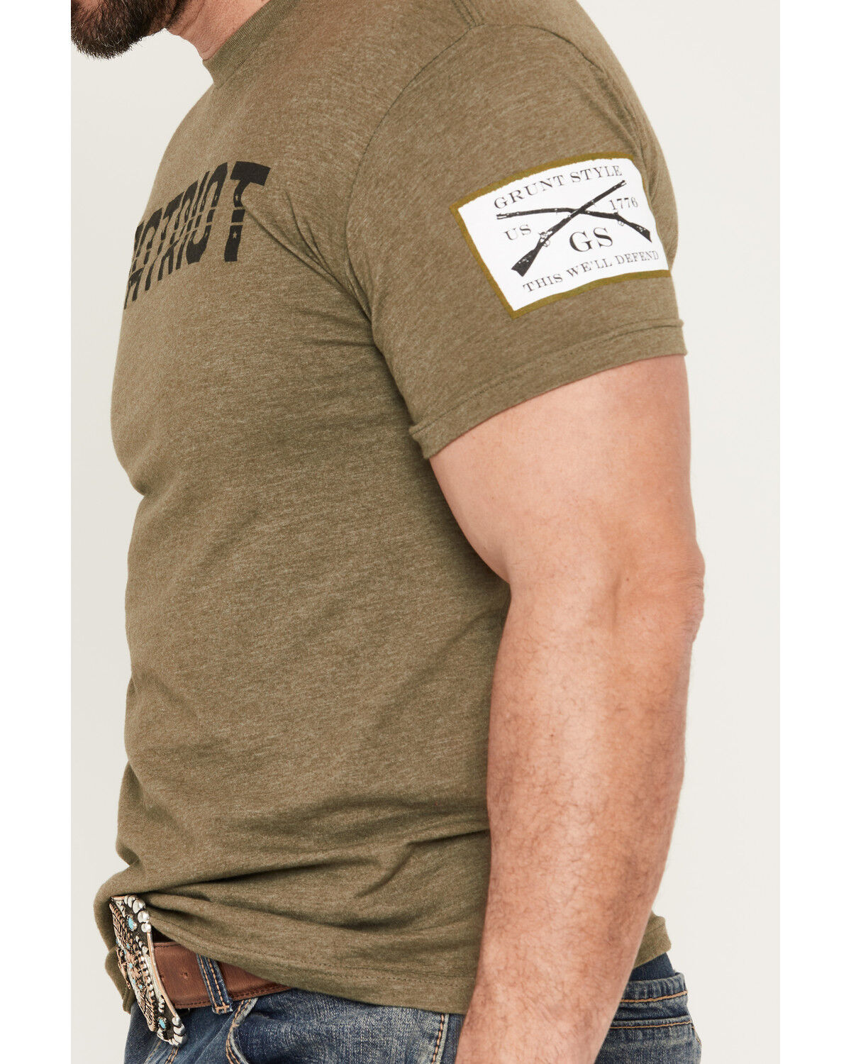 Image #3 - Grunt Style Men's Patriot Short Sleeve Graphic T-Shirt, Olive, hi-res