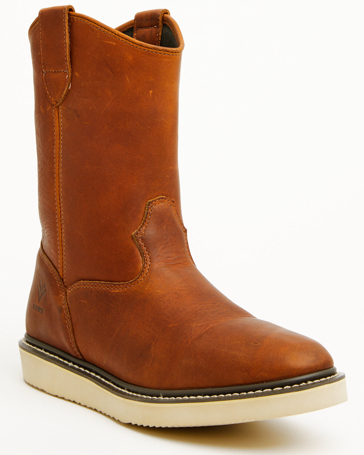 Hawx Men's 10.75" Pull-On Barnyard Leather Work Boots - Soft Toe, Tan, hi-res