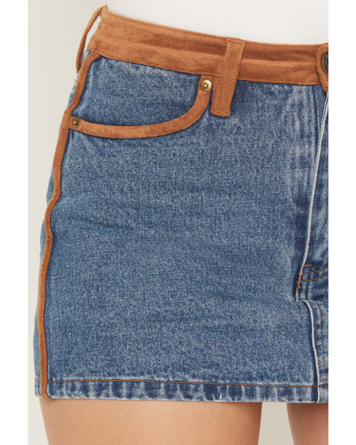 Image #2 - Show Me Your Mumu Women's Dawson Medium Wash Mini Denim Skort, Medium Wash, hi-res