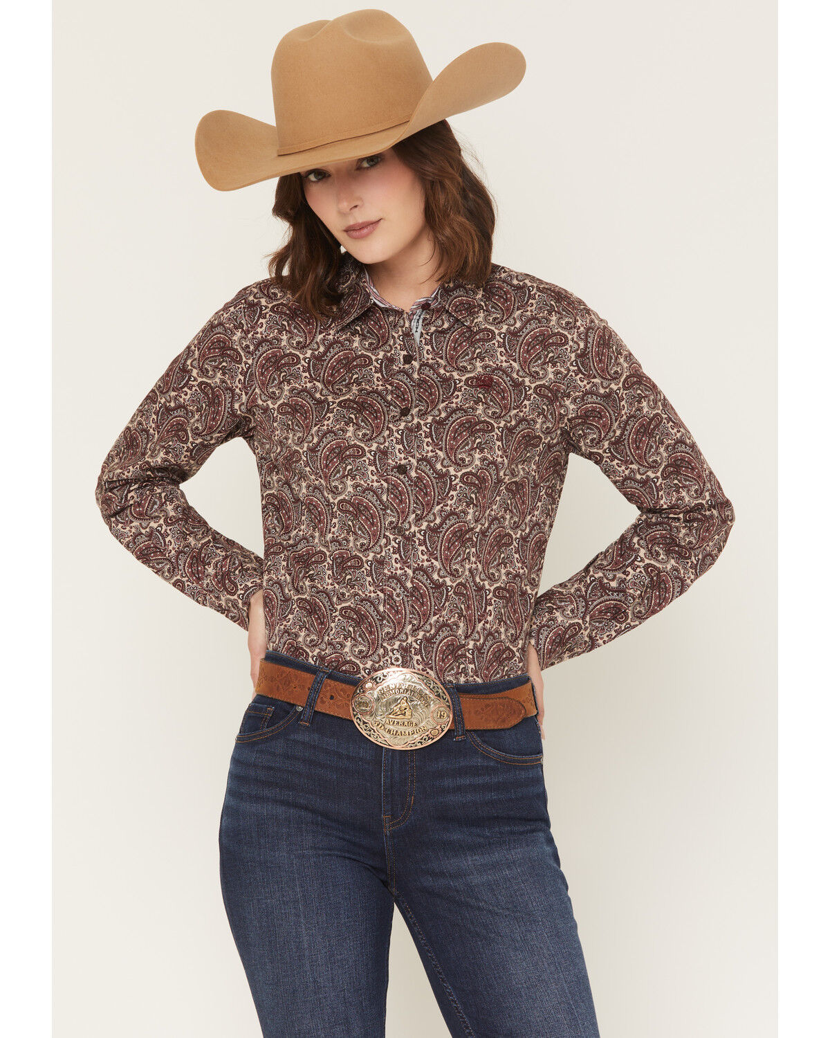 Image #1 - Cinch Women's Paisley Print Long Sleeve Button-Down Western Shirt, Multi, hi-res