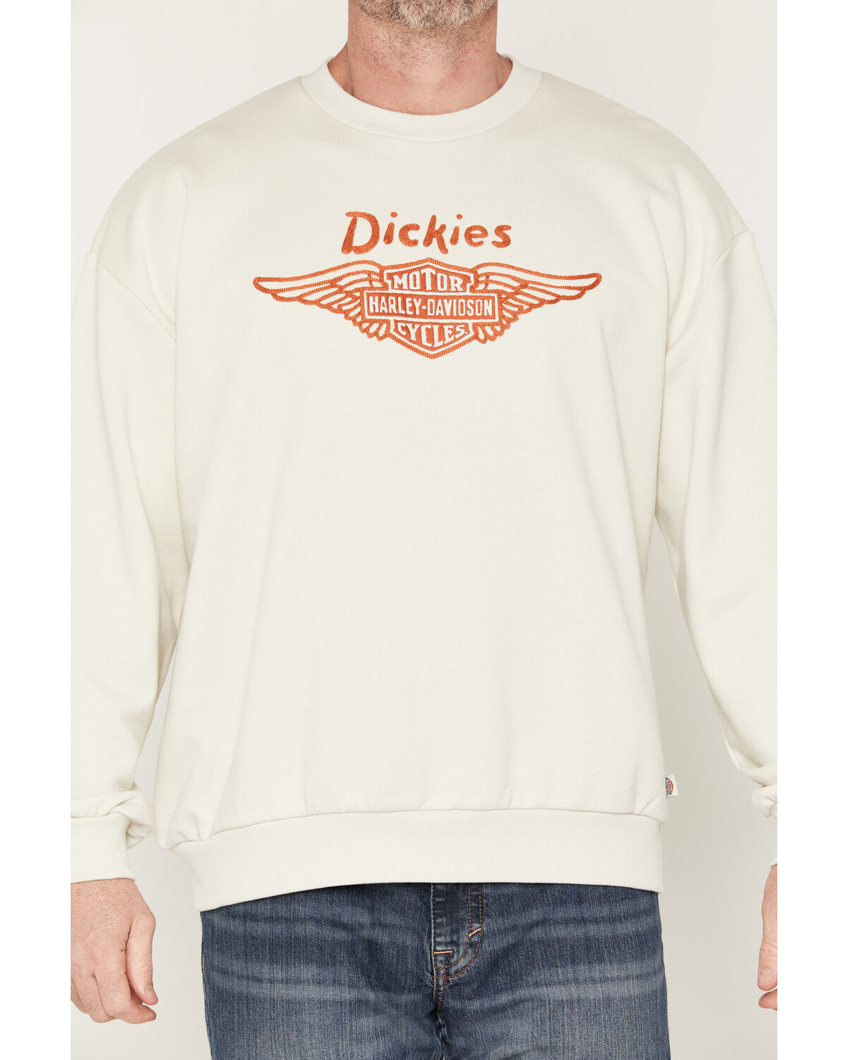 Image #3 - Dickies X Harley Davidson Men's Embroidered Logo Crewneck, Cream, hi-res