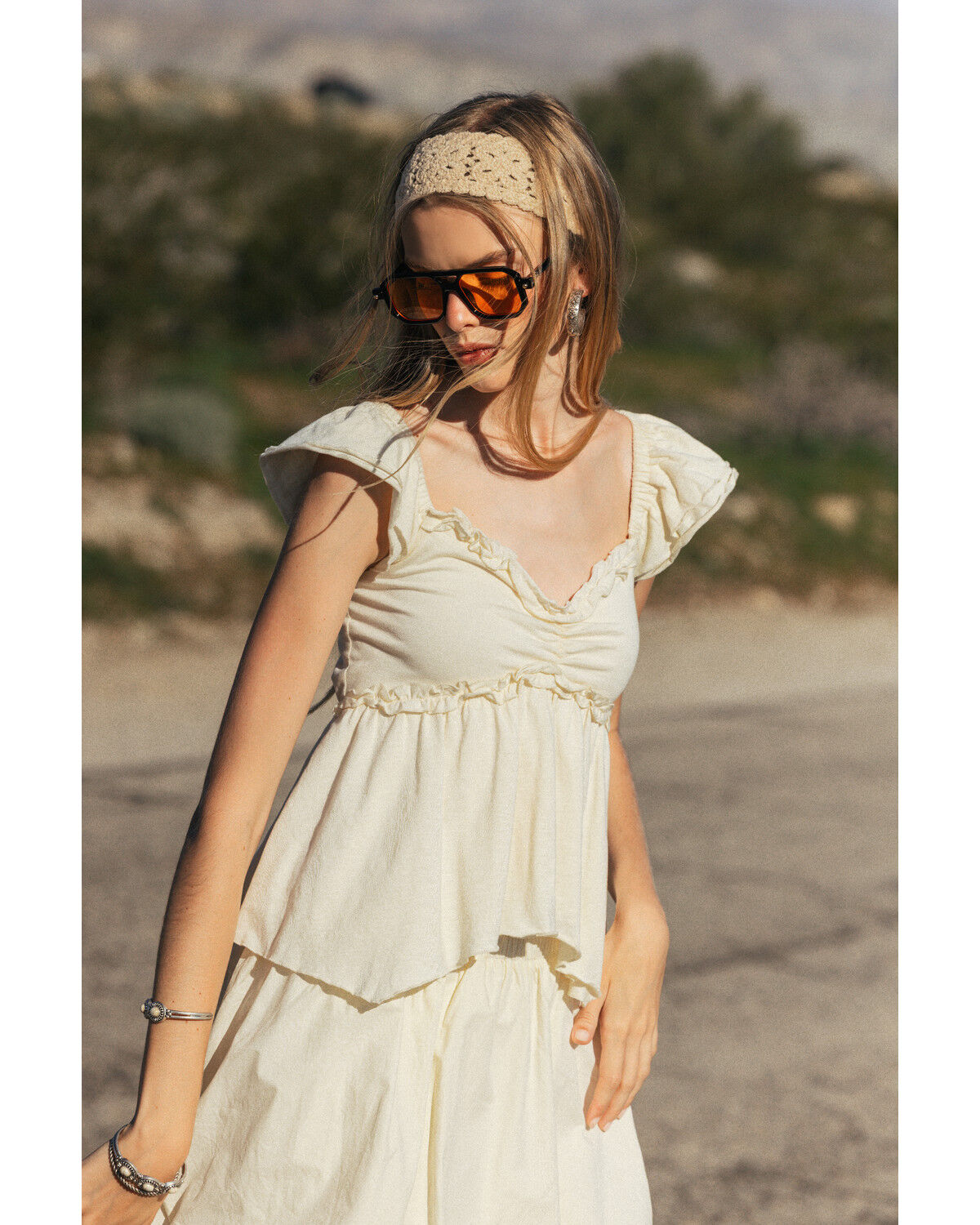 Image #2 - Cleo + Wolf Women's Flutter Solid Sleeveless Shirt, Ivory, hi-res